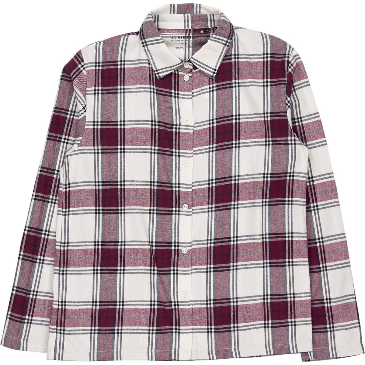 Schiesser Maroon White Check Shirt