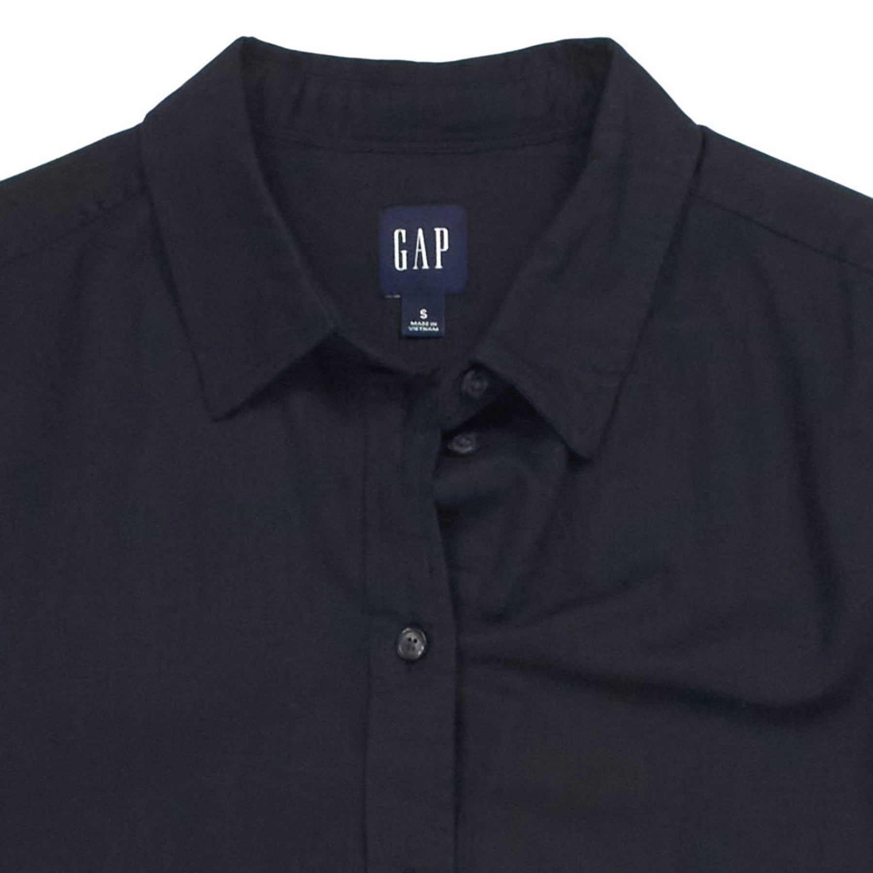 GAP Black Linen Blend Short Sleeve Shirt Dress