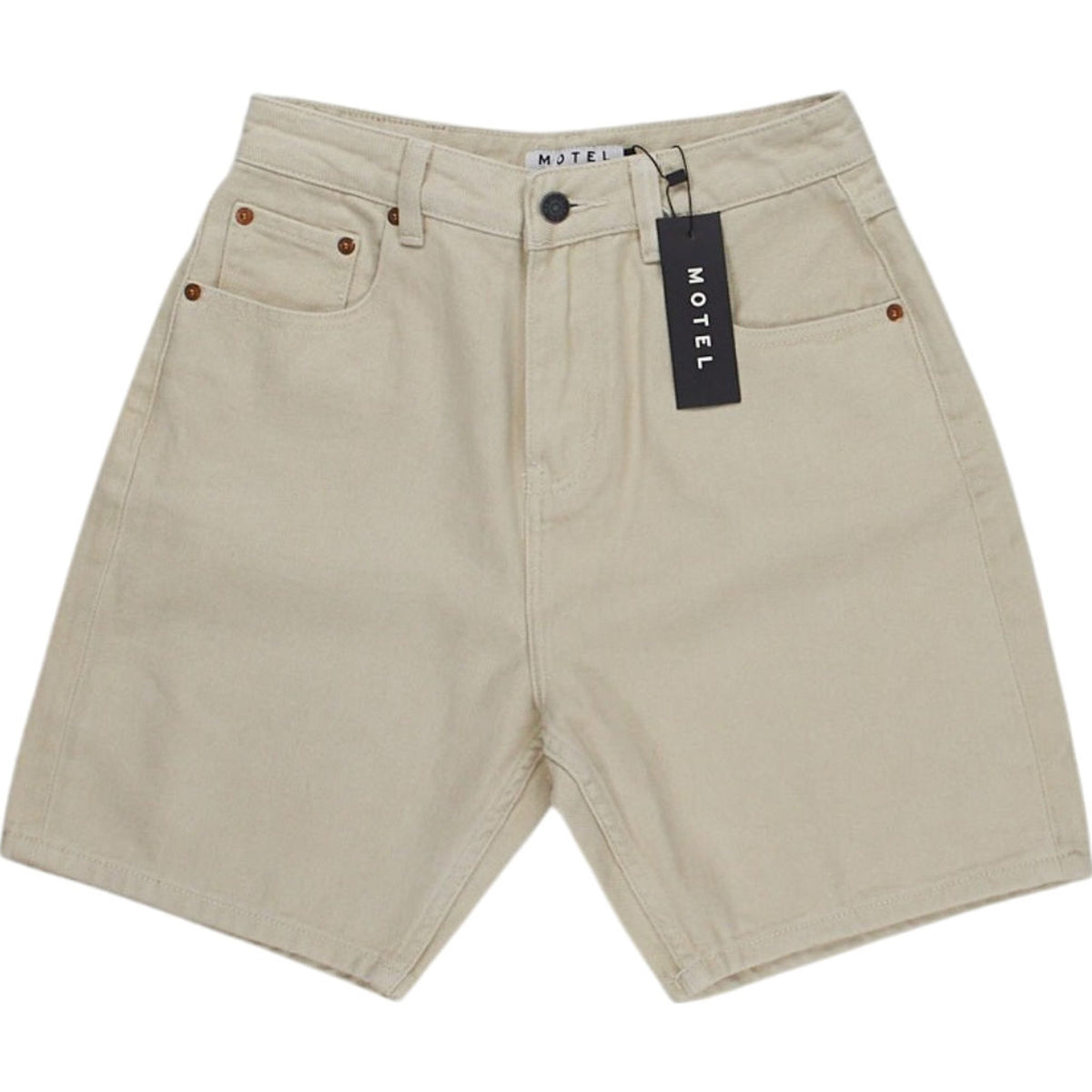 Motel Beige Denim Shorts