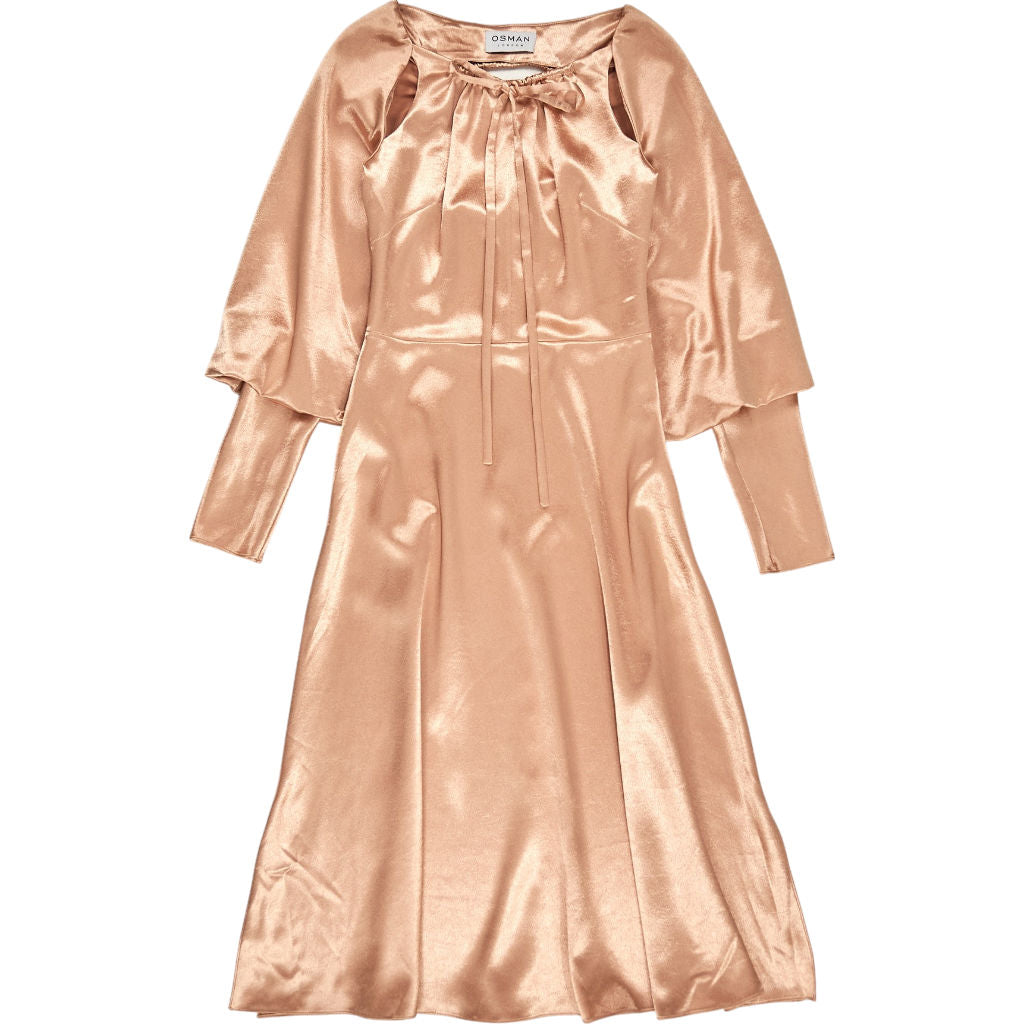 Osman Pink Satin Midi Dress
