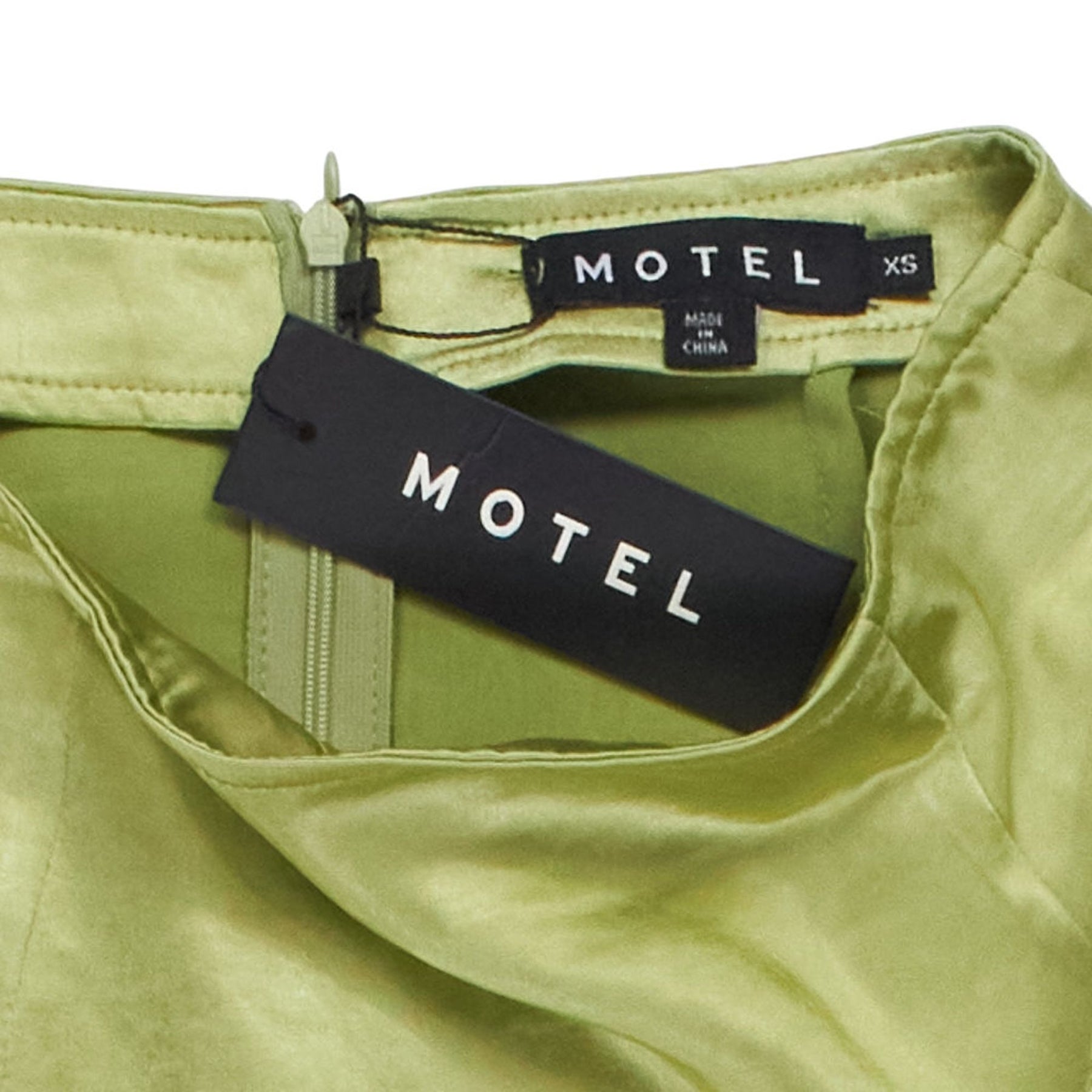 Motel Green Satin Mini Skirt