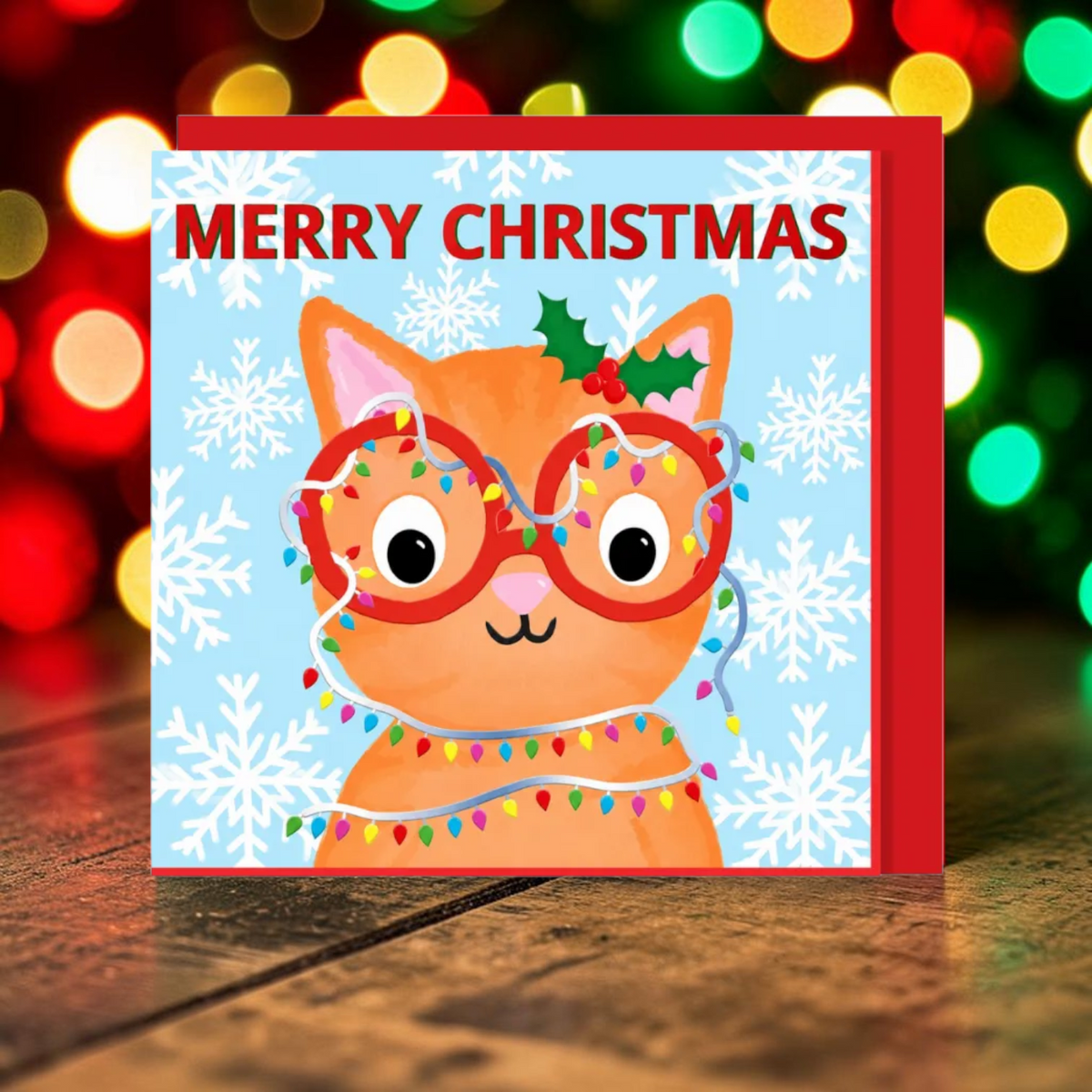 Christmas Cat With Glasses - pack of 8 Christmas cards