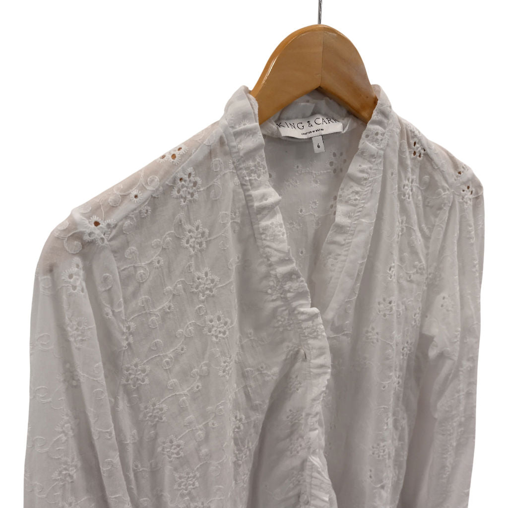 King & Carr White Broderie Ruffle Blouse