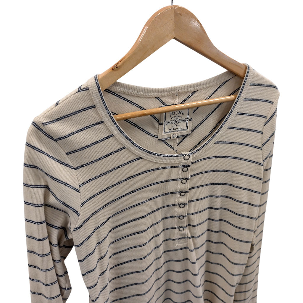 Fat Face Cream Stripe Long Sleeve Top