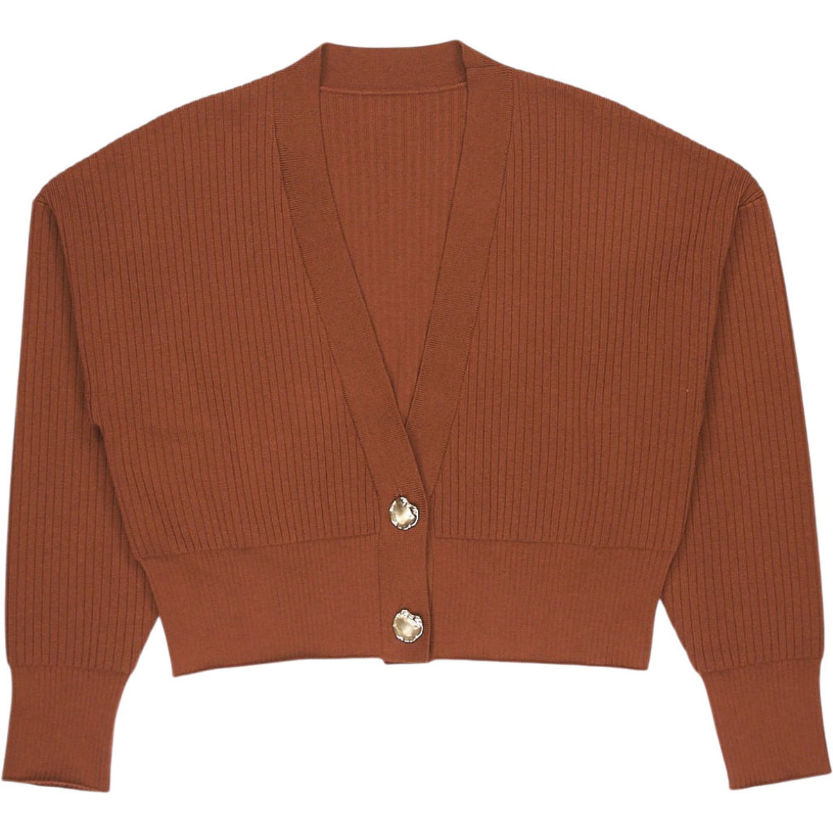 Vivere Brown Ribbed Cardigan S