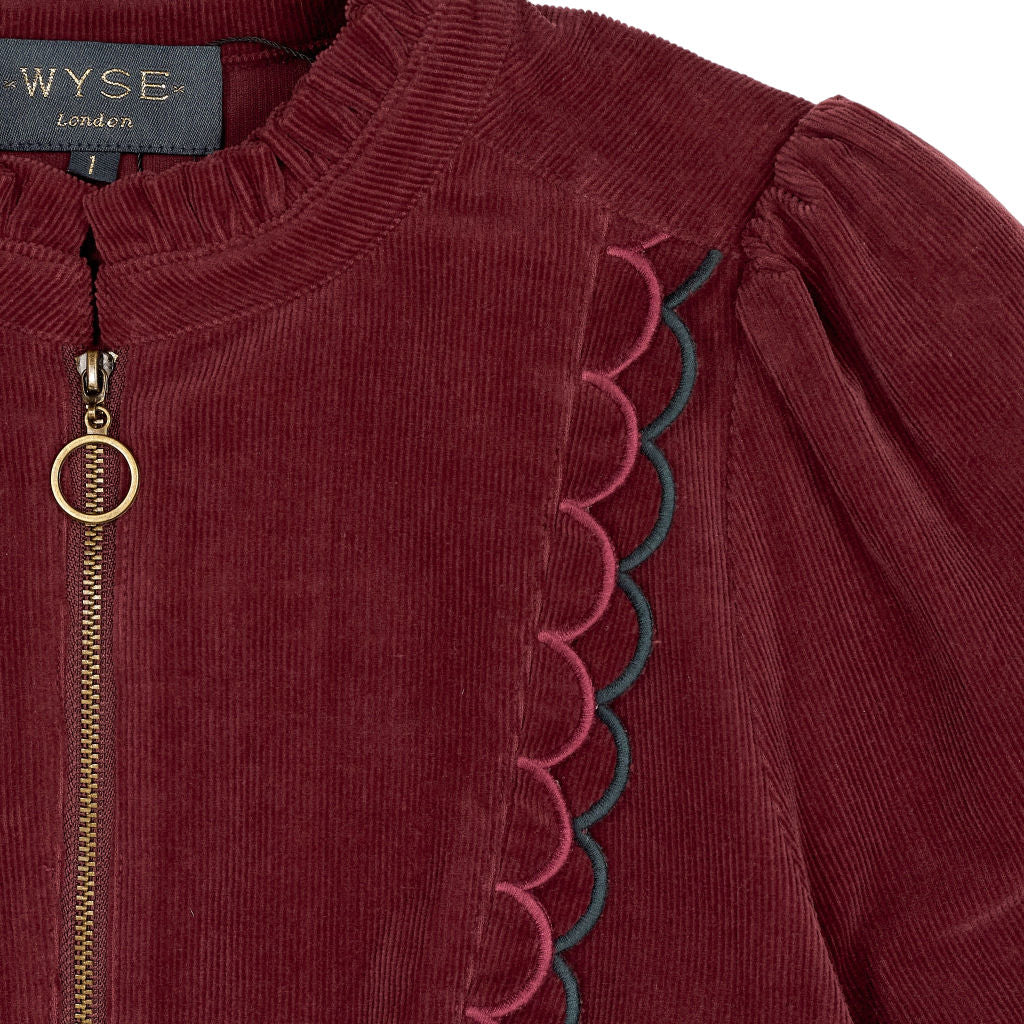 Wyse Red Wine Corduroy Dress UK 8