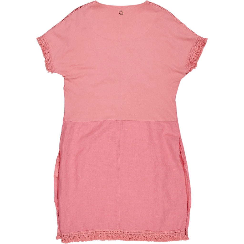Sandwich Linen Pink V-Neck Dress