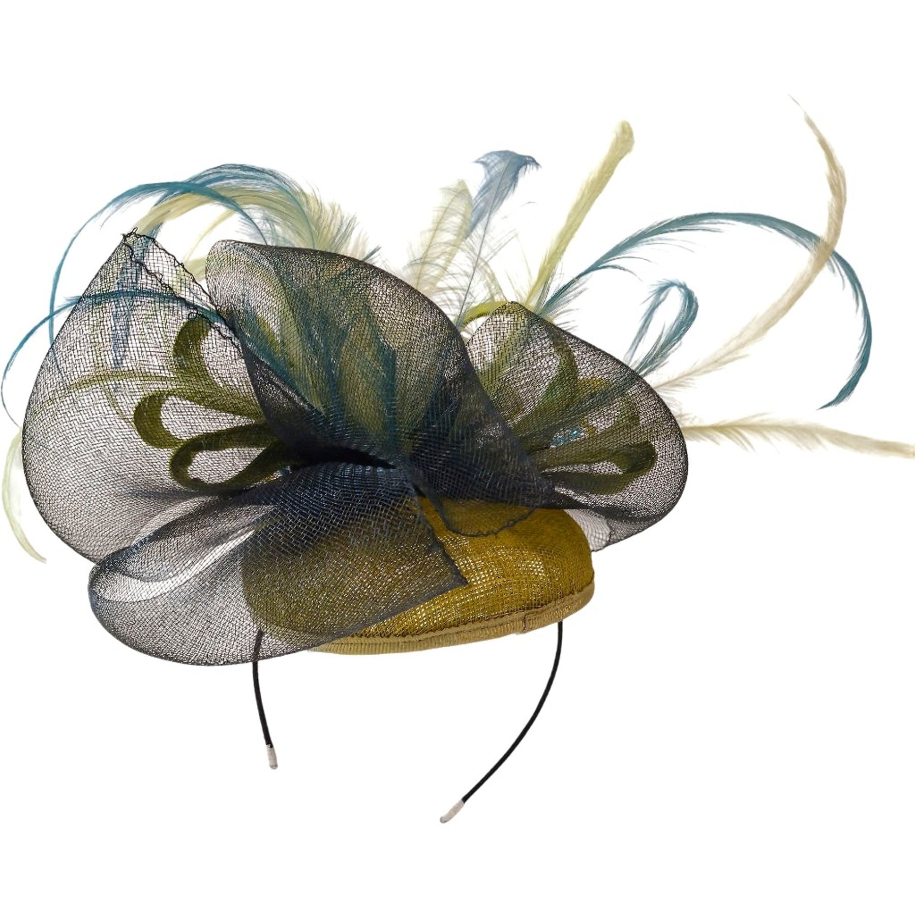 Magpie Accessories Feathered Beaded Fascinator Hat Green