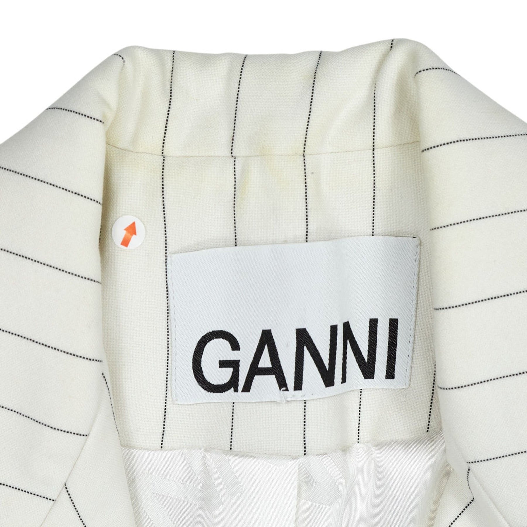Ganni Cream Pinstripe Blazer E