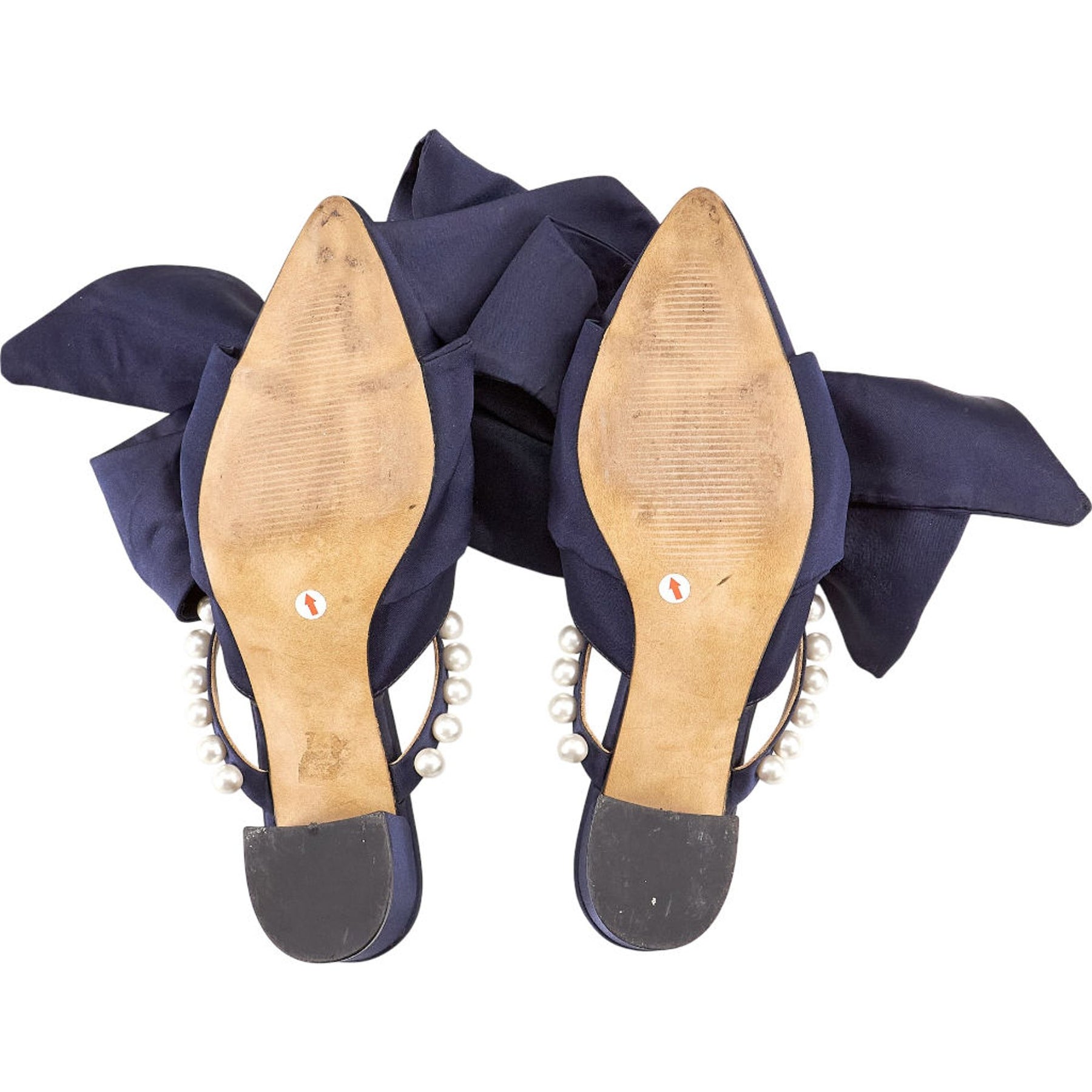 Mother of Pearl Navy Bow Heeled Sandals