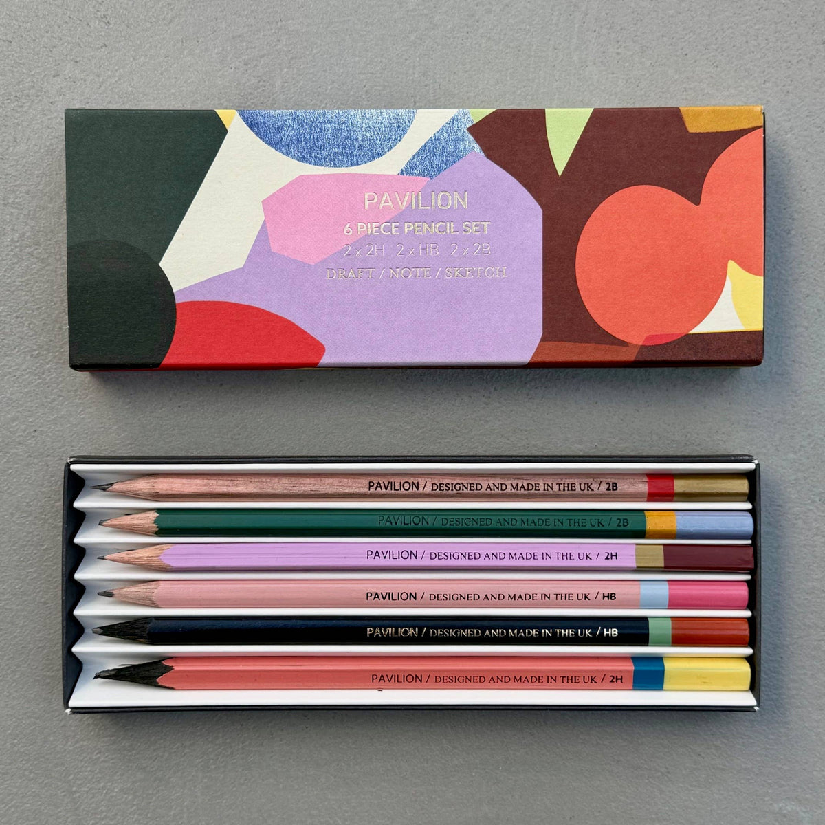 Pavilion Abstract Collage- Assemblage - Luxury 6 Piece Pencil Gift Set