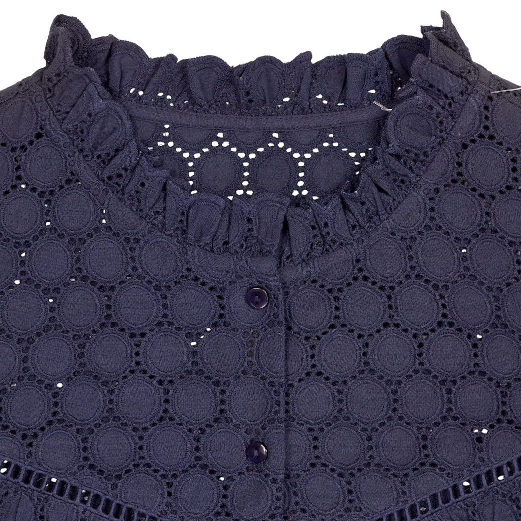 Wyse Broderie Anglais Navy Blouse