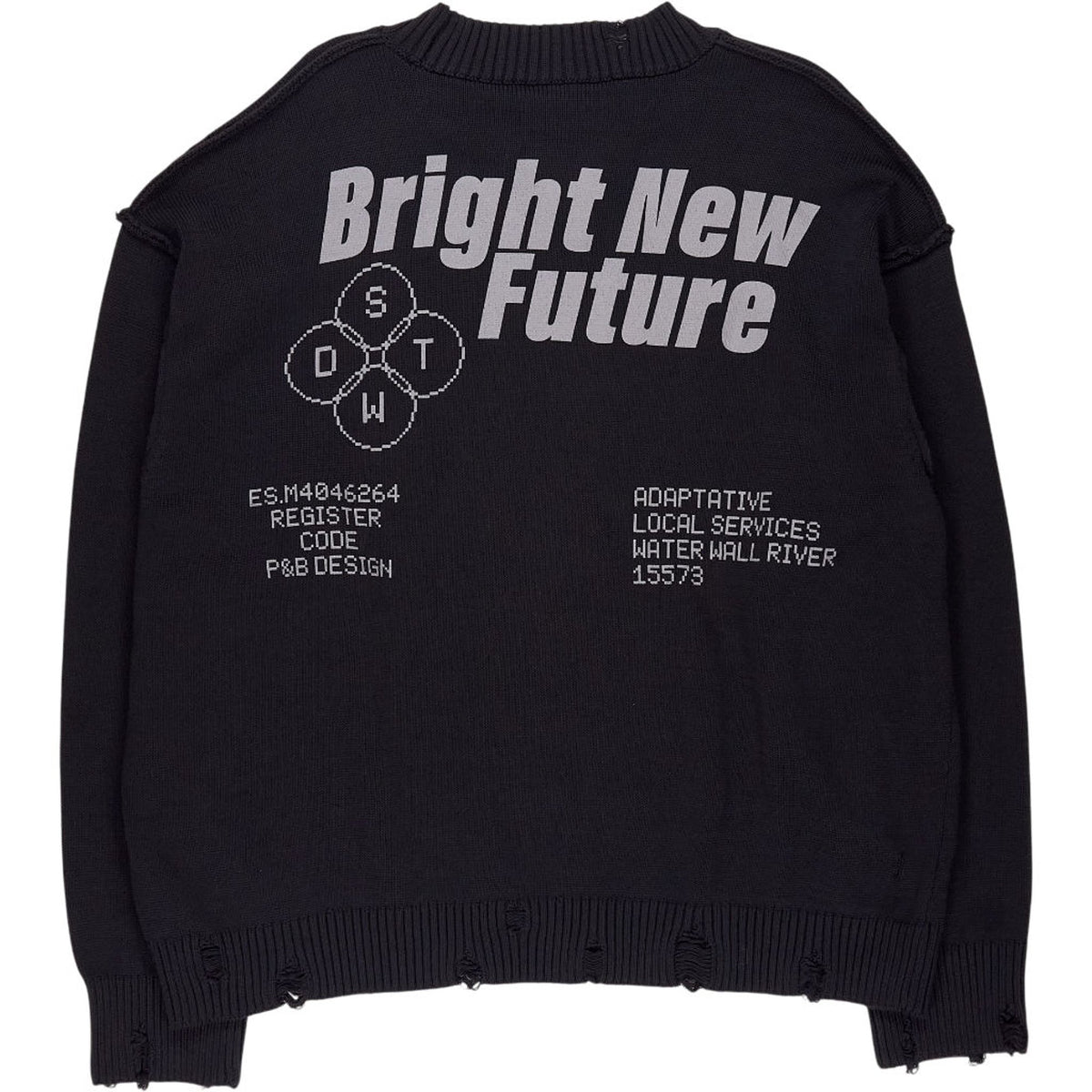 Stwd Black Cotton Distressed Sweater