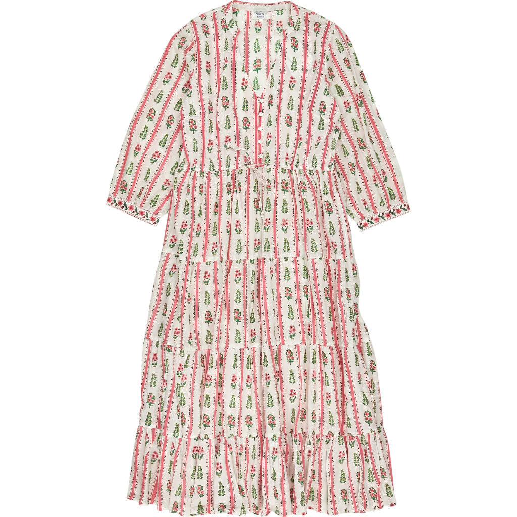 pink city prints maria dress Tuckernuck Pink City Prints Maria Tiered Maxi Dress S Cobalt Mini Blossom
