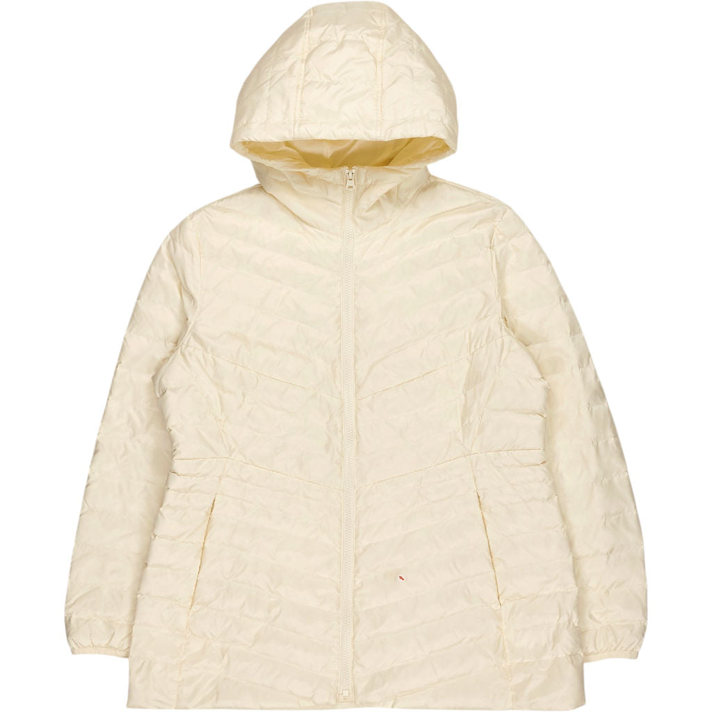 Lands' End Cream Quilted Hooded Jacket