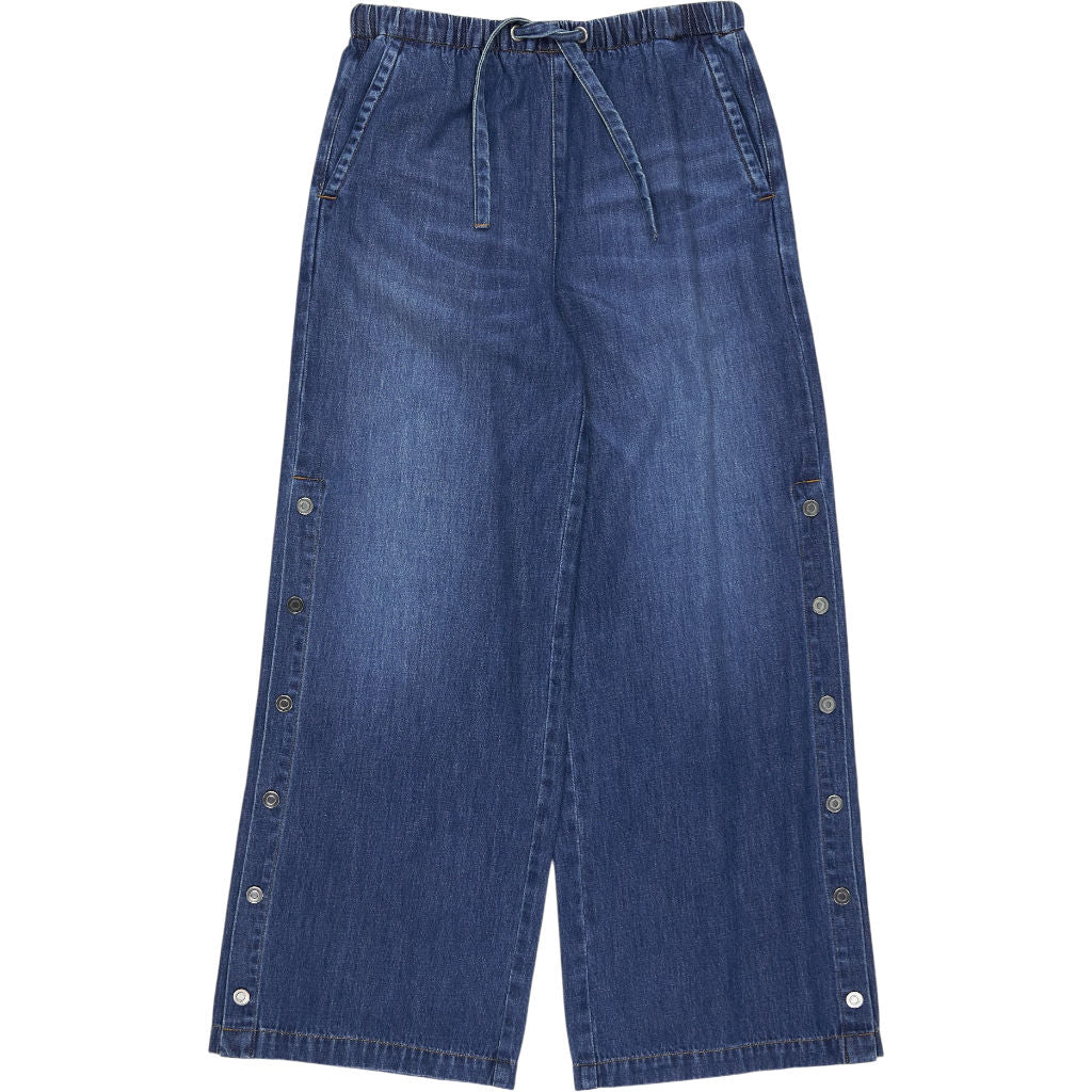 Hush Blue Wide Leg Denim Trousers