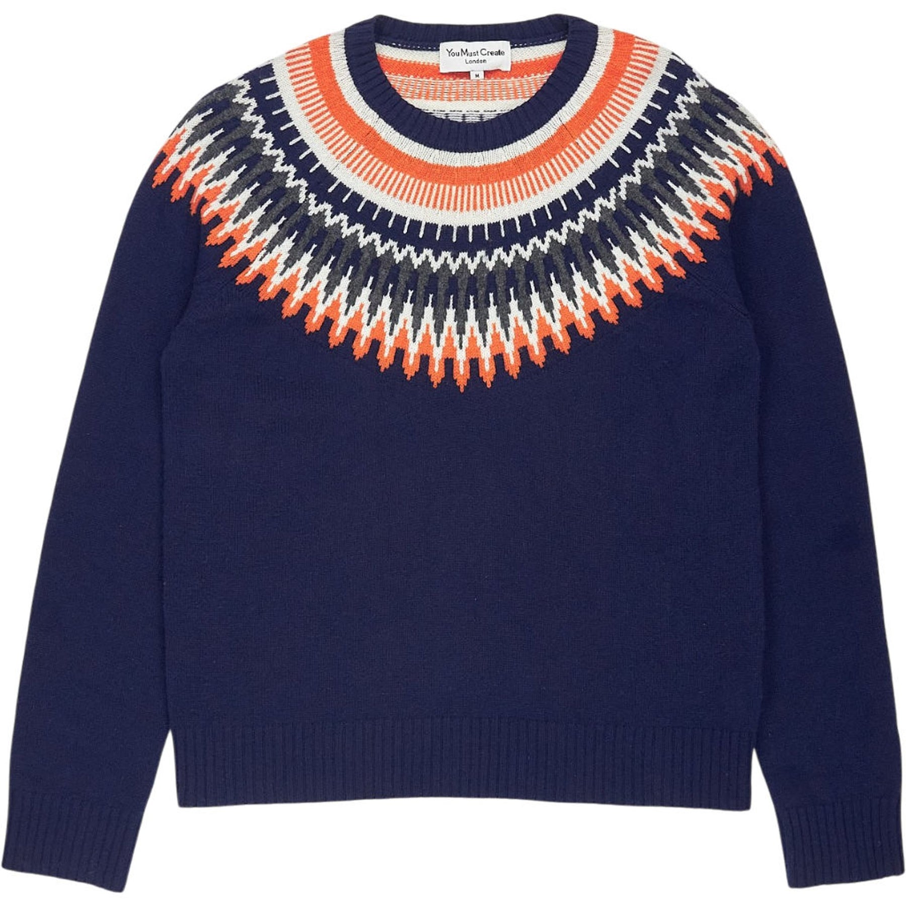 YMC Navy Fair Isle Knit Jumper