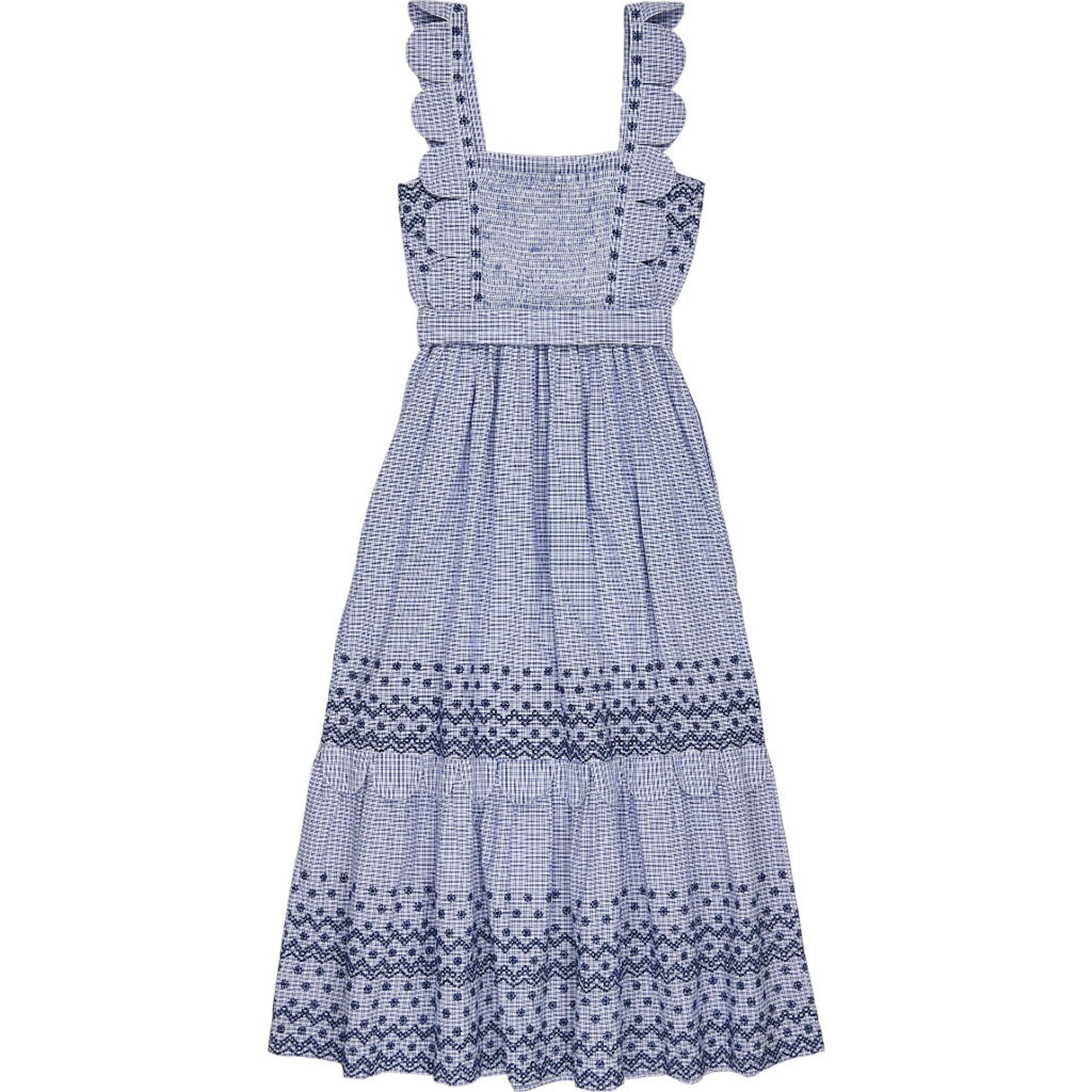 WYSE Blue Check Cotton Dress