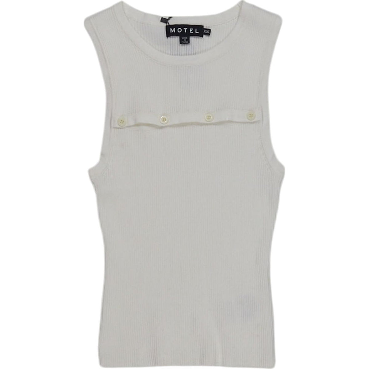 Motel White Ribbed Caena Top