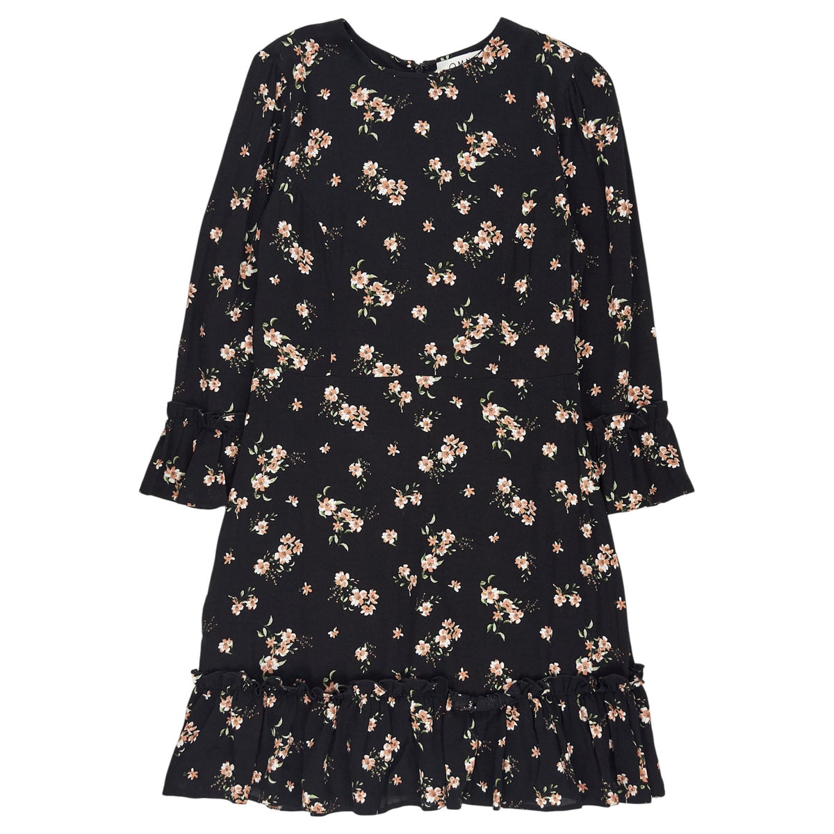 OMNES Black Floral Midi Dress