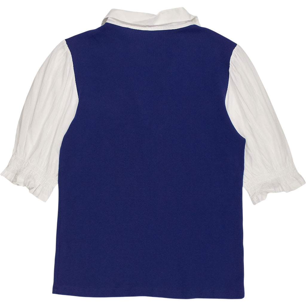 NRBY Blue White Collared Top