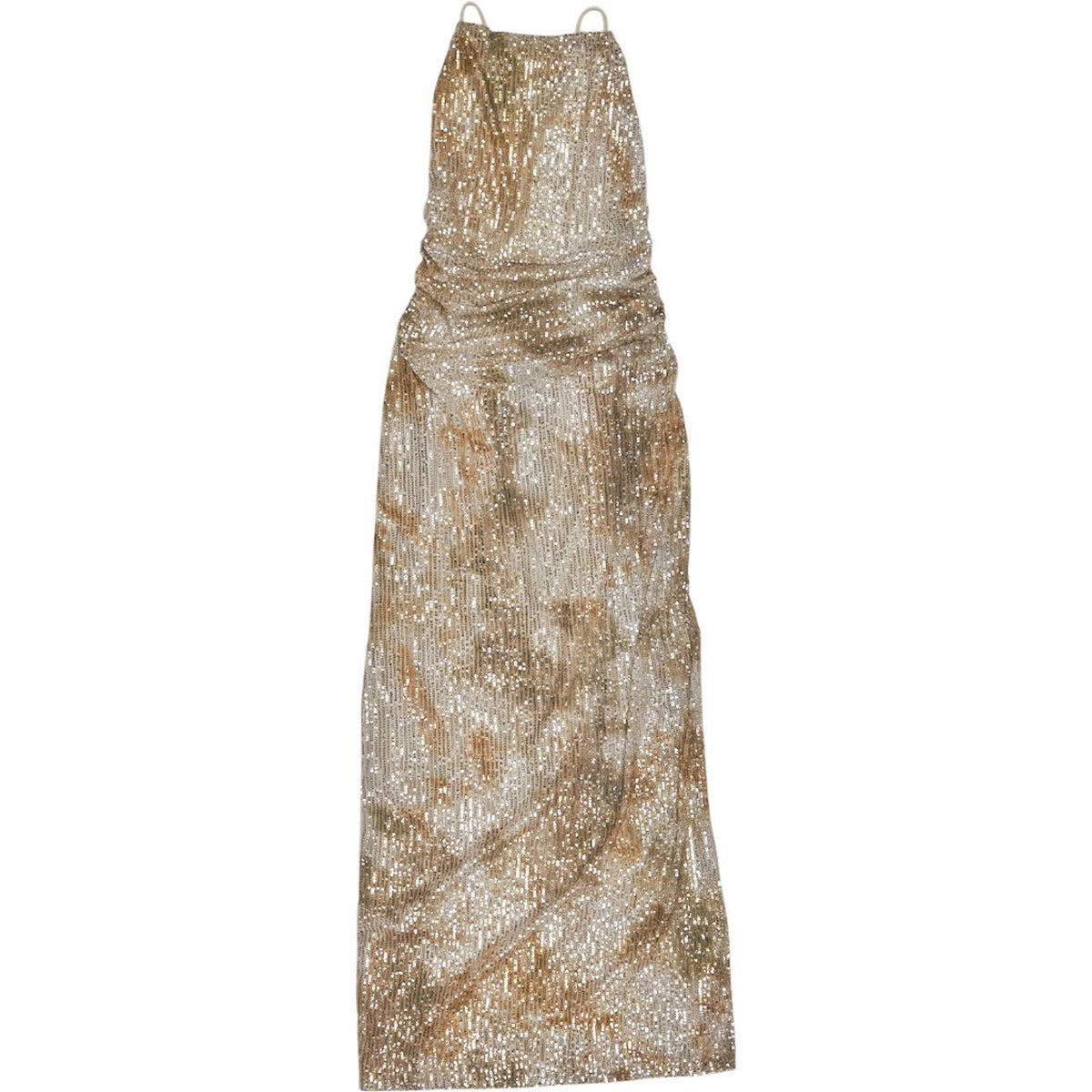 Pull & Bear Sequin Gold Maxi Dress