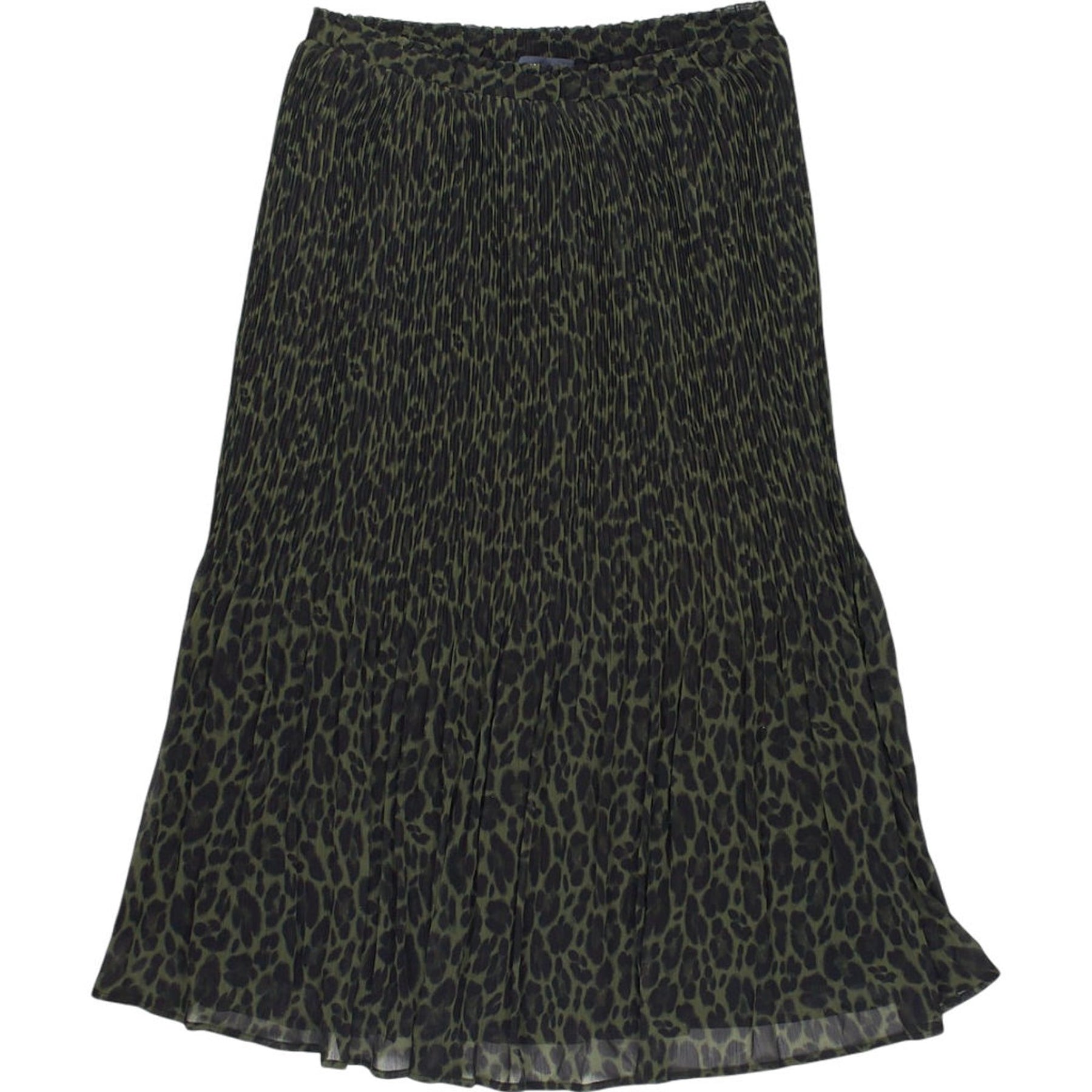 Wyse Green Leopard Print Midi Skirt