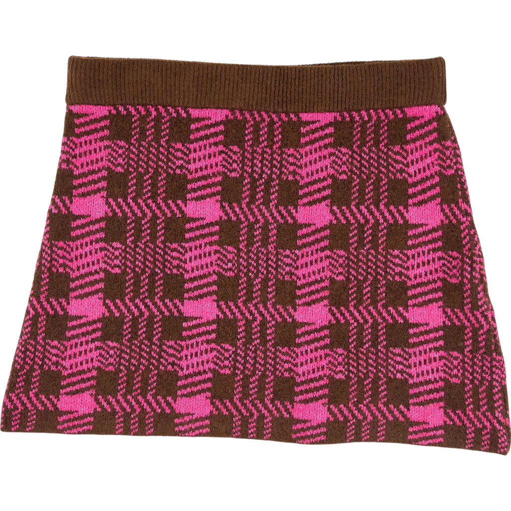 OMNES Magenta Brown Emma Checked Skirt Size XL