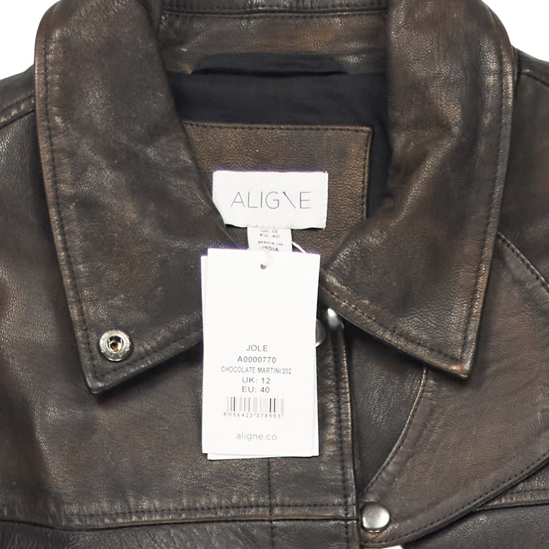 Aligne Chocolate Leather Jole Coat
