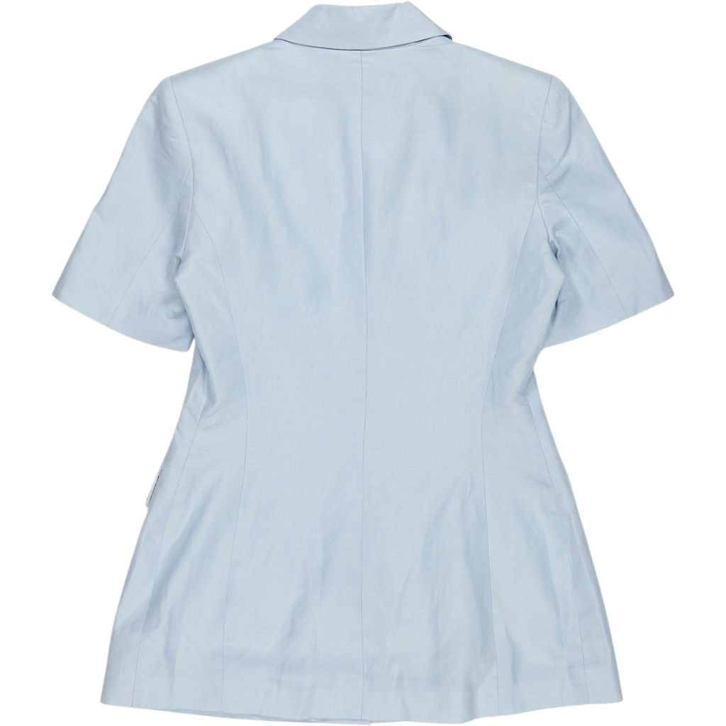 Zara Light Blue Linen Short Sleeve Blazer