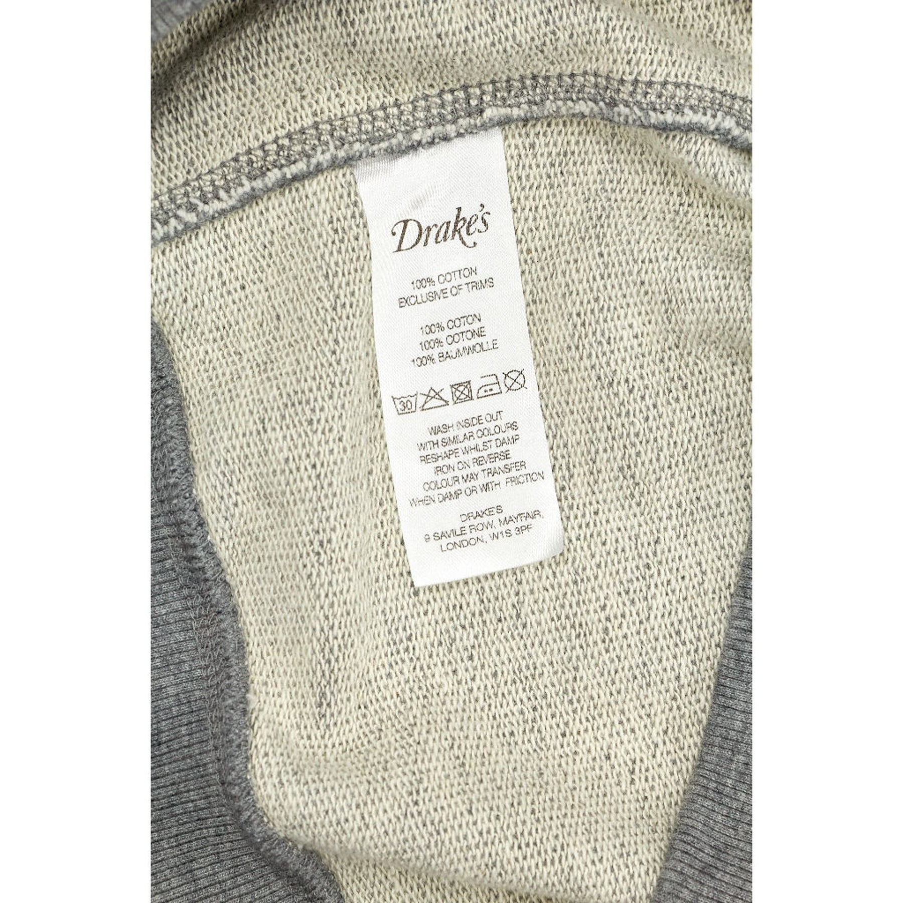 Drake's Grey Quarter-Zip Sweatshirt M