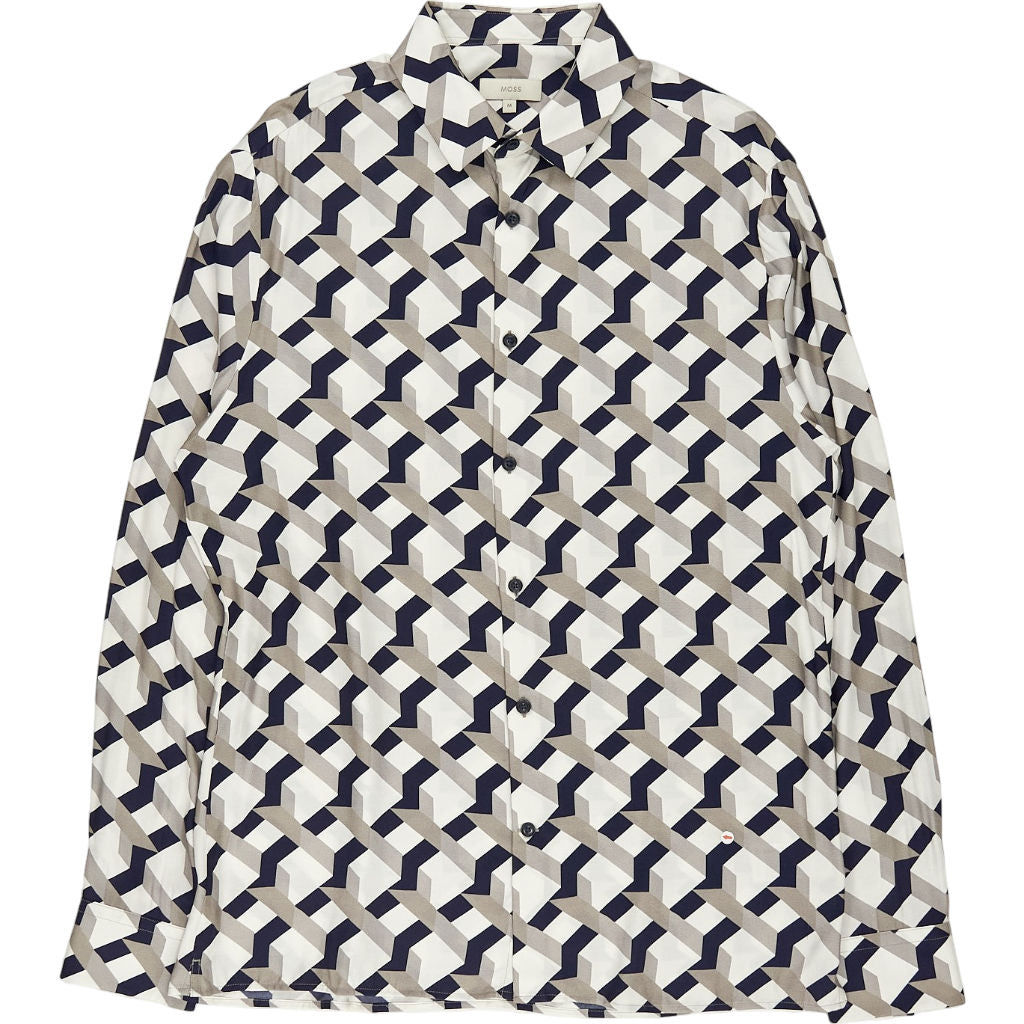 Moss Beige Geometric Long Sleeve Shirt