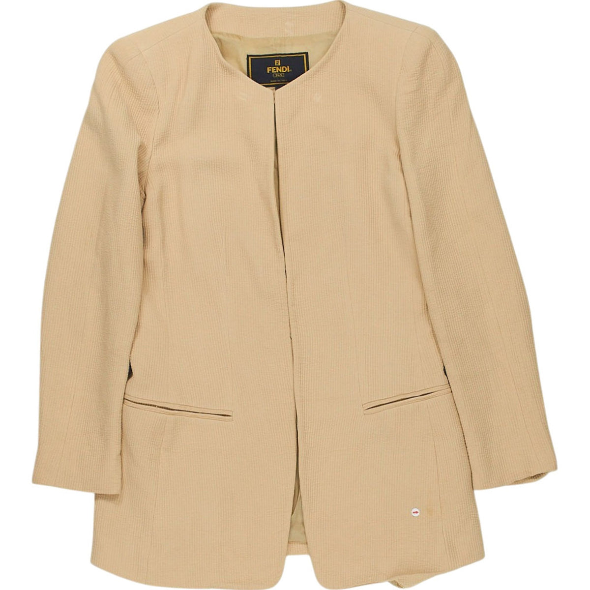 Fendi Beige Collarless Jacket