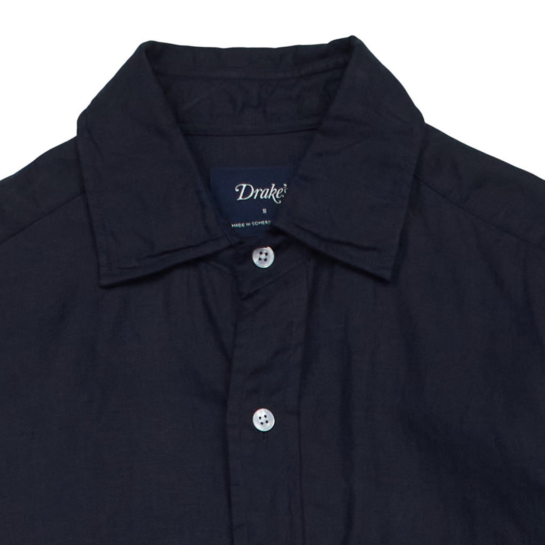 Drake's Navy Long Sleeve Shirt