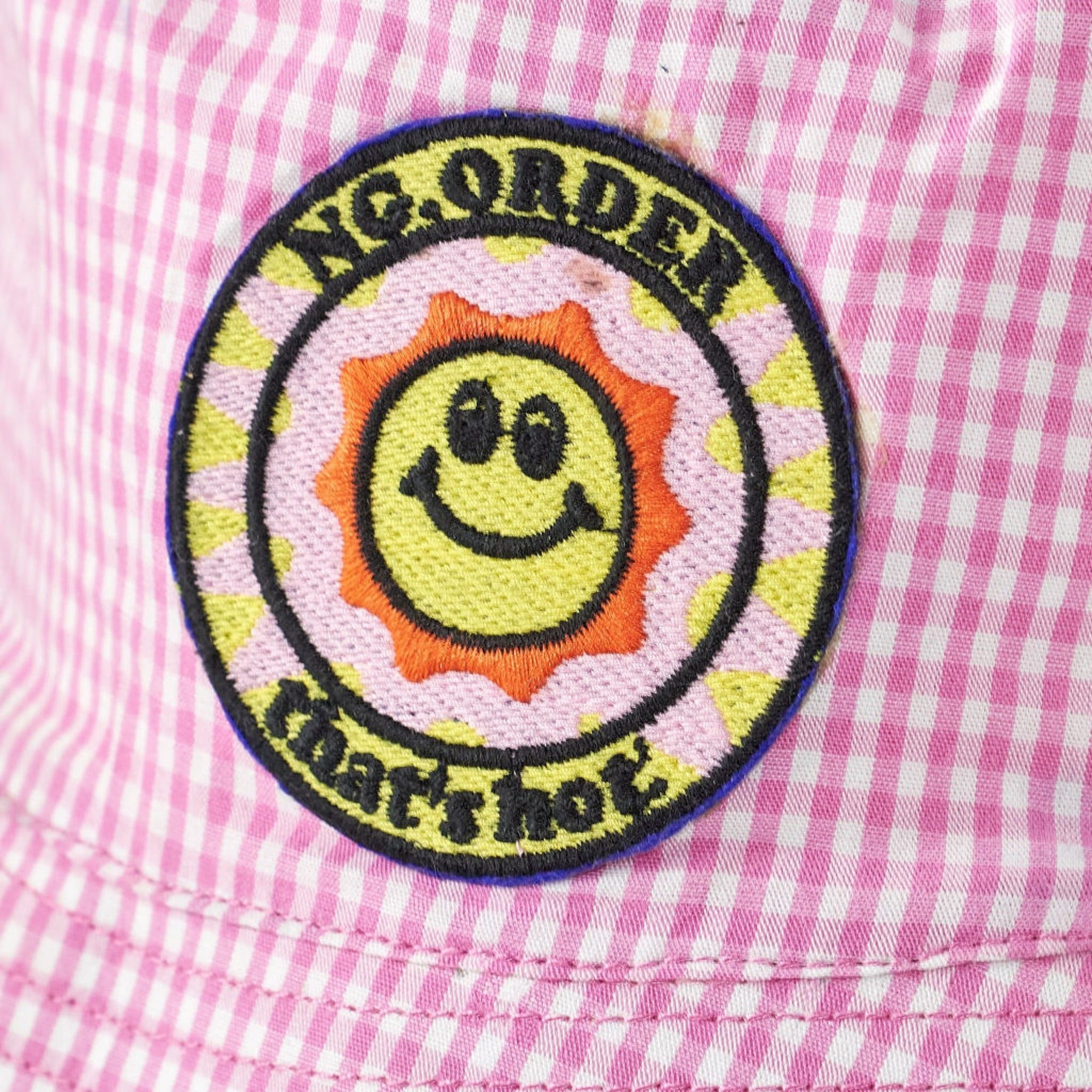 NGOrder Pink Gingham Bucket Hat Embroidered Patch
