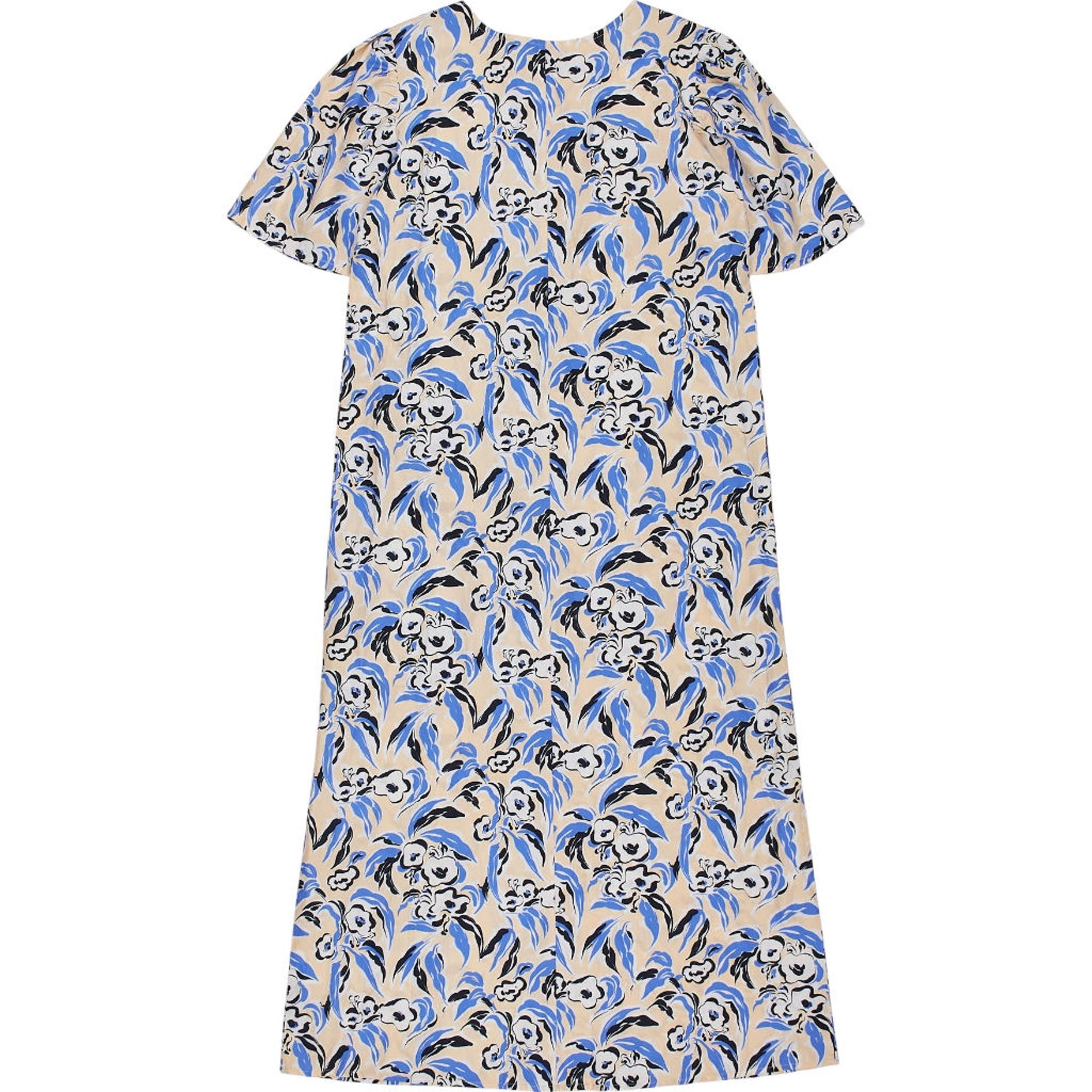 OMNES Blue Floral Lace-Up Dress