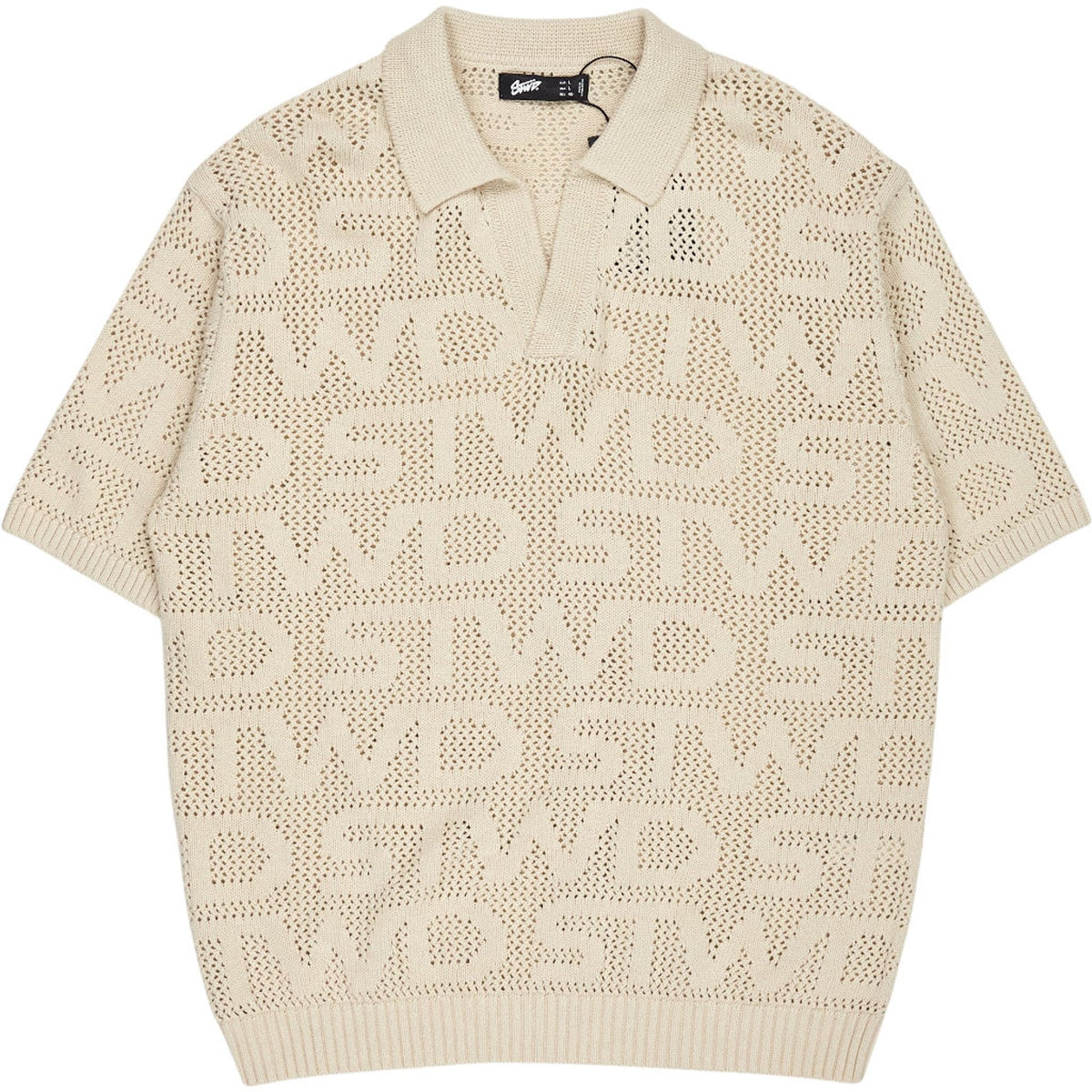 Pull & Bear Cream Knit Polo Shirt