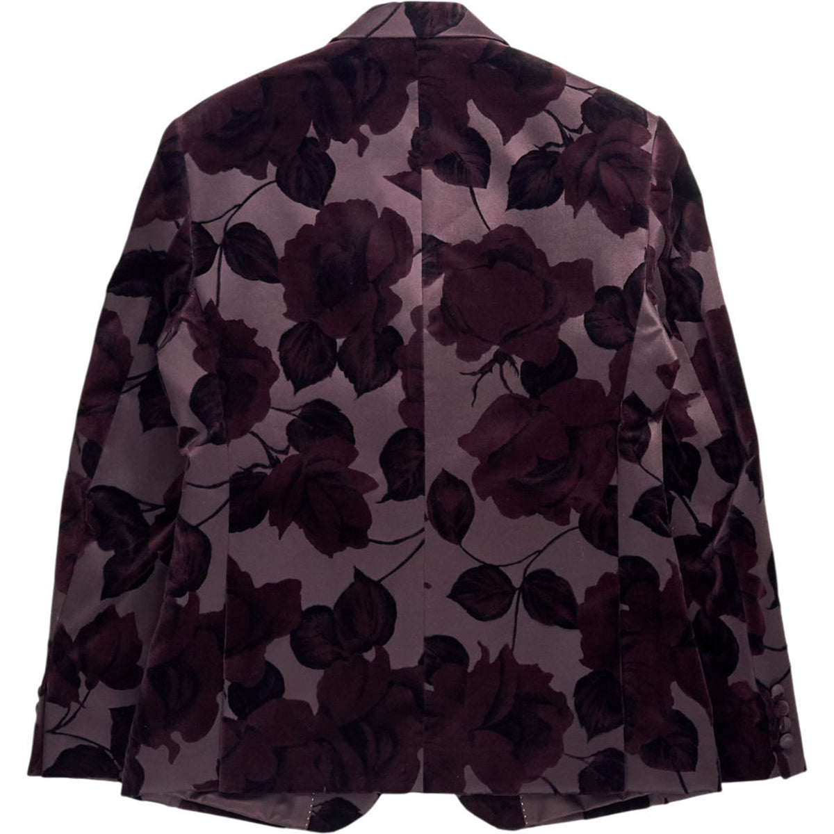 Moss Plum Floral Flocked Velvet Jacket Slim Fit