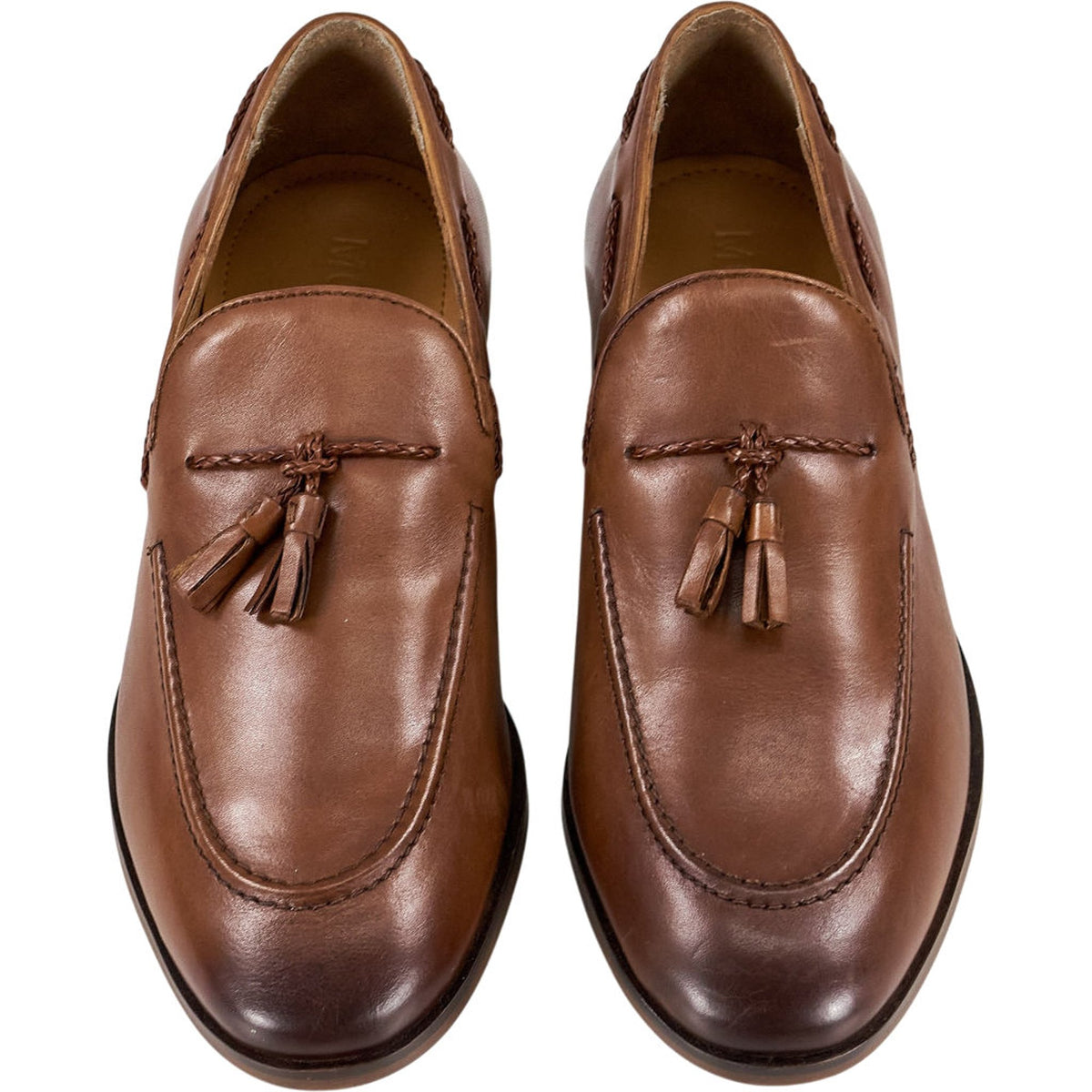 Moss Brown Leather Tassel Loafers