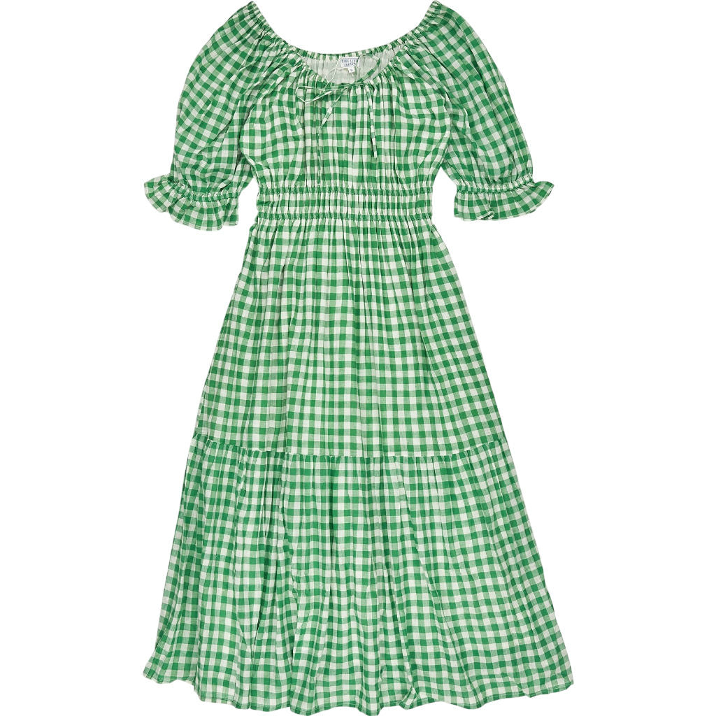 Pink City Green Gingham Midi Dress Size S