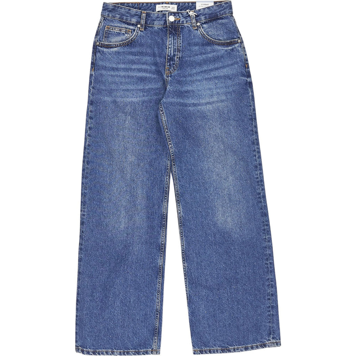 Pull & Bear Blue Straight Jeans With Rhinestones