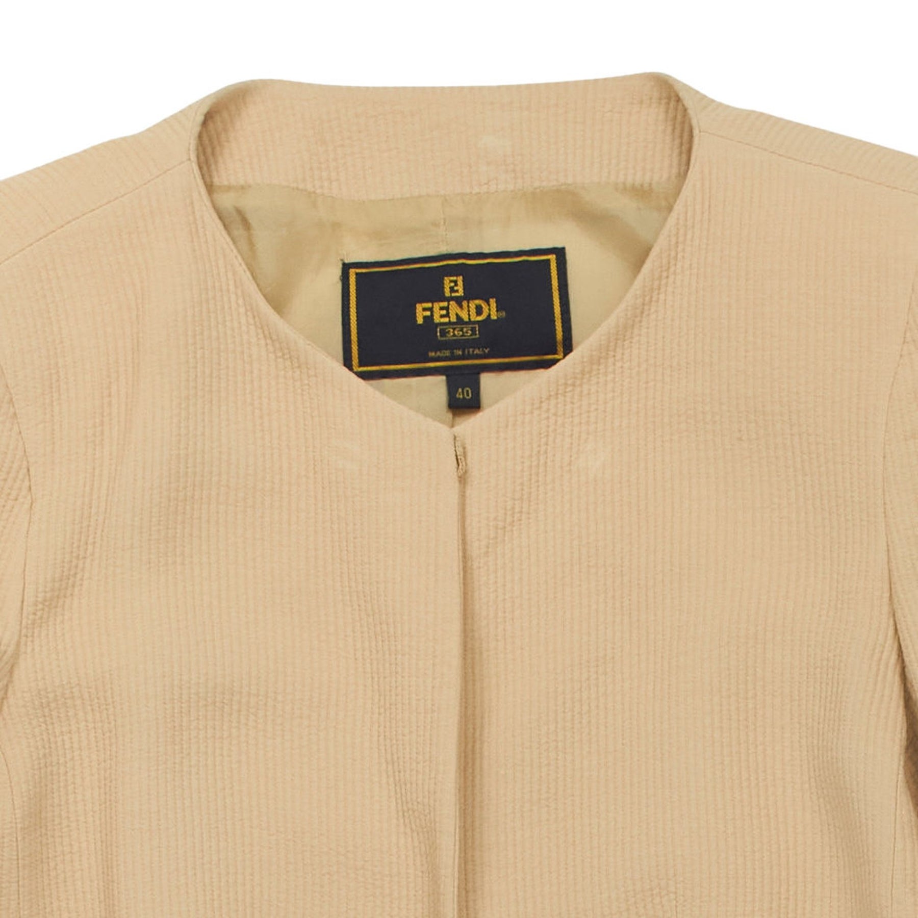 Fendi Beige Collarless Jacket
