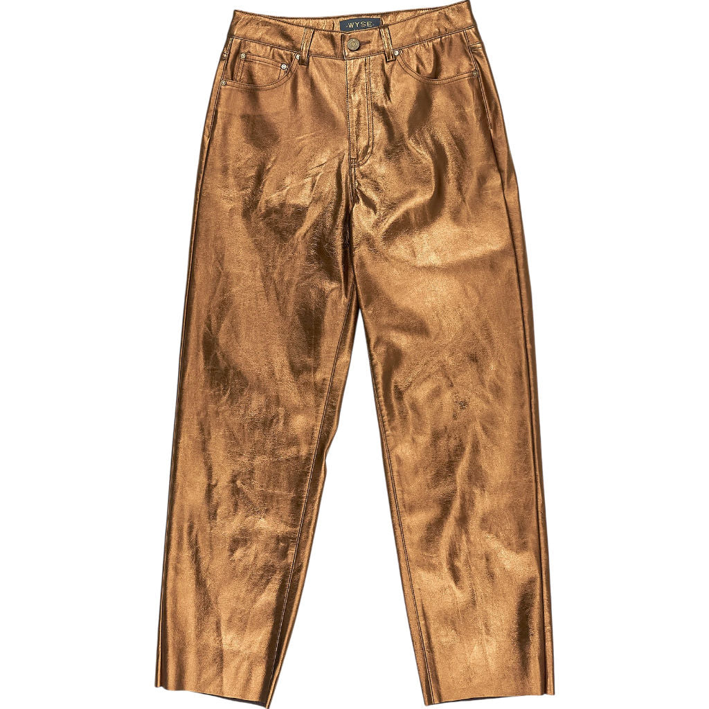 Wyse Gold Metallic Trousers UK 8