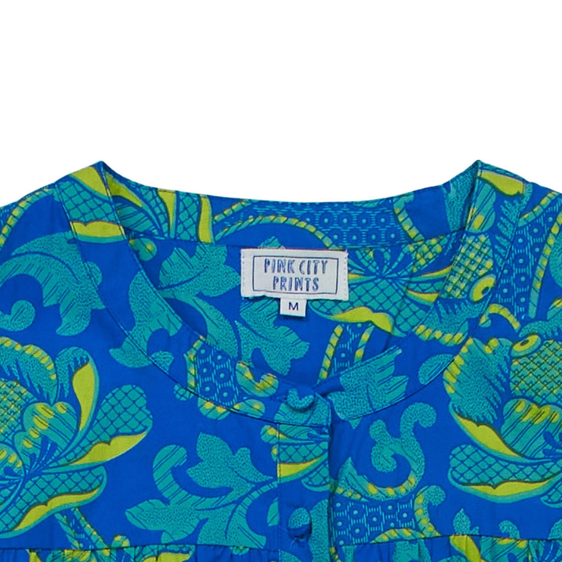 Pink City Prints Blue Floral Midi Dress