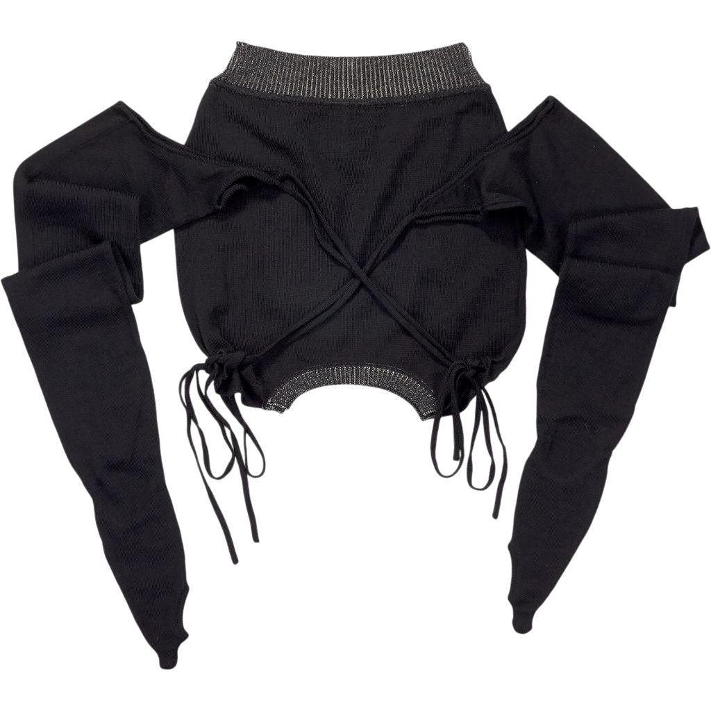 SRVC Black Wool Cropped Jumper