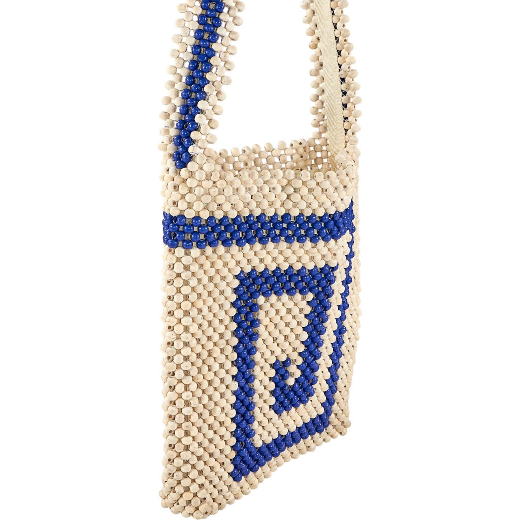 YMC Ecru Blue Beaded Pilgrim Bag