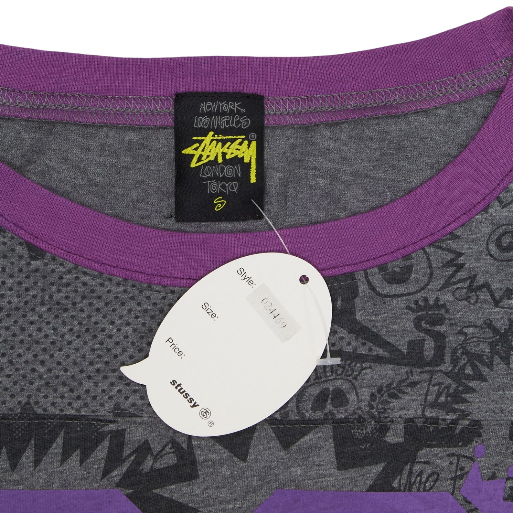 Stussy Purple Grey Graphic Tee