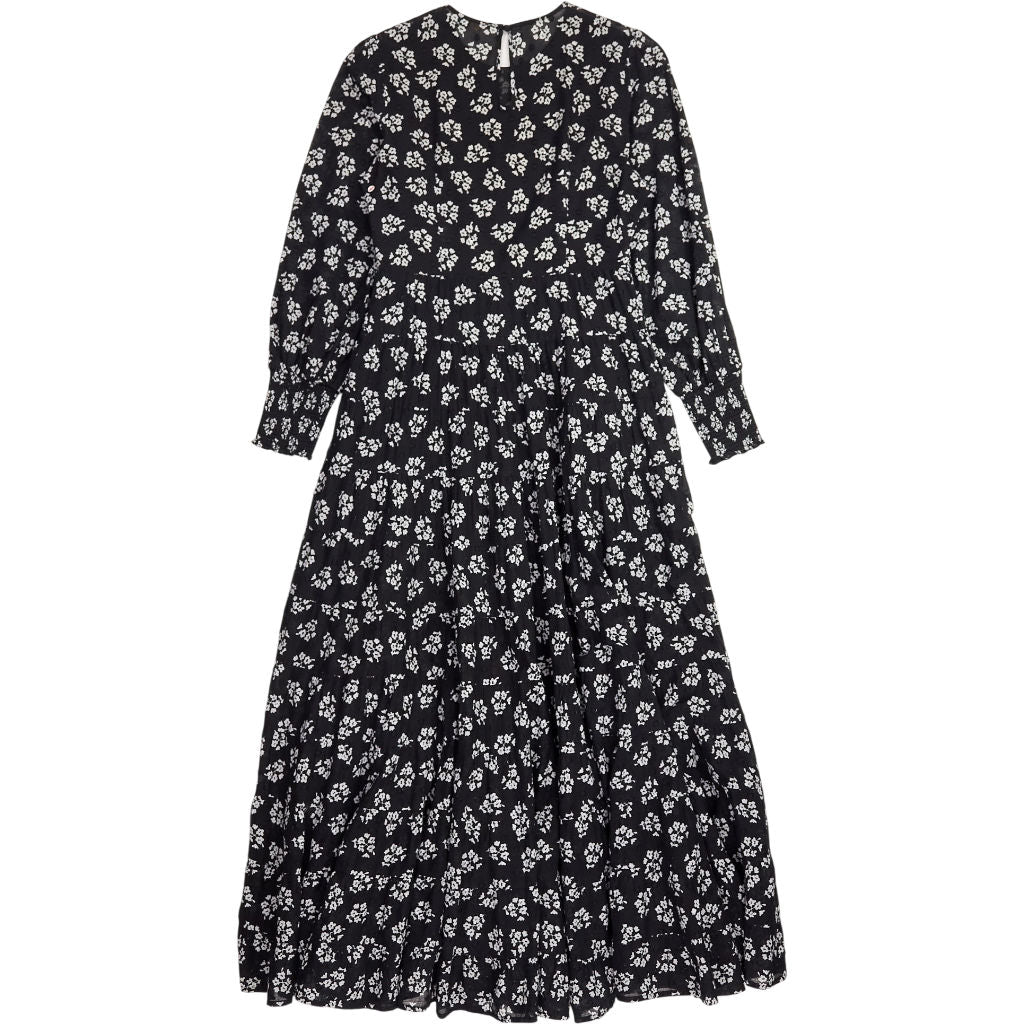 Rixo Black Floral Midi Dress