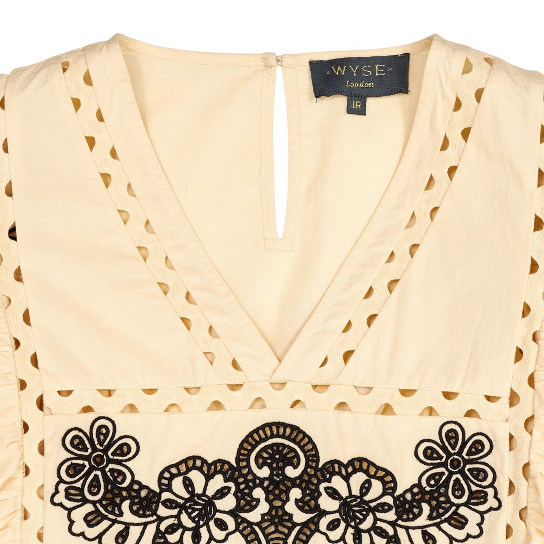 Wyse Cream Embroidered Midi Dress