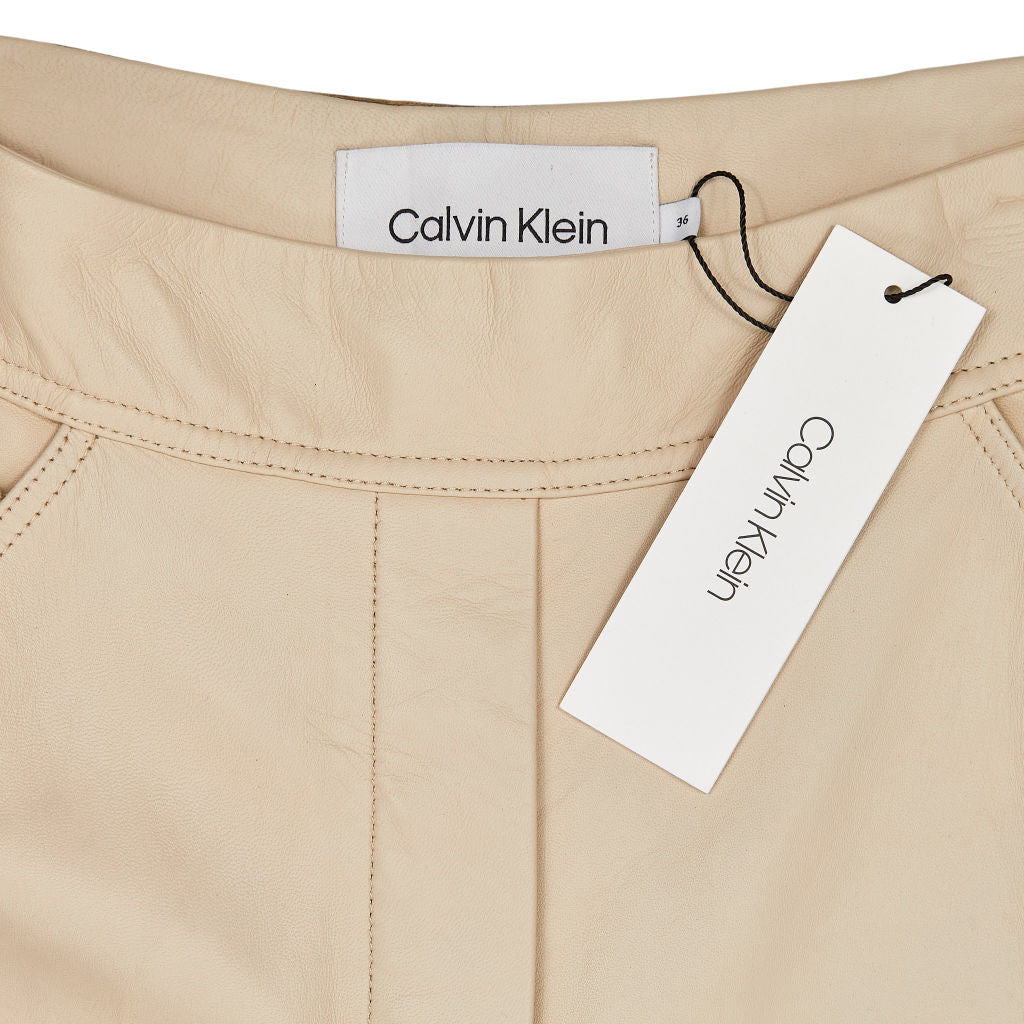 Calvin Klein Smooth Beige Leather Pants